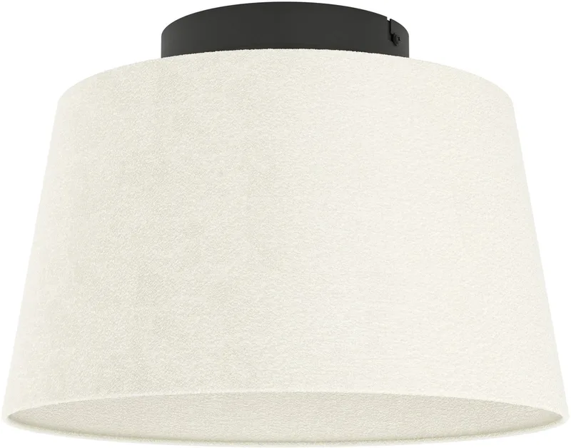 Febres Plafondlamp - E27 - Ø 35 cm - Zwart/Wit - Teddy stof de EGLO en Noir – photo produit