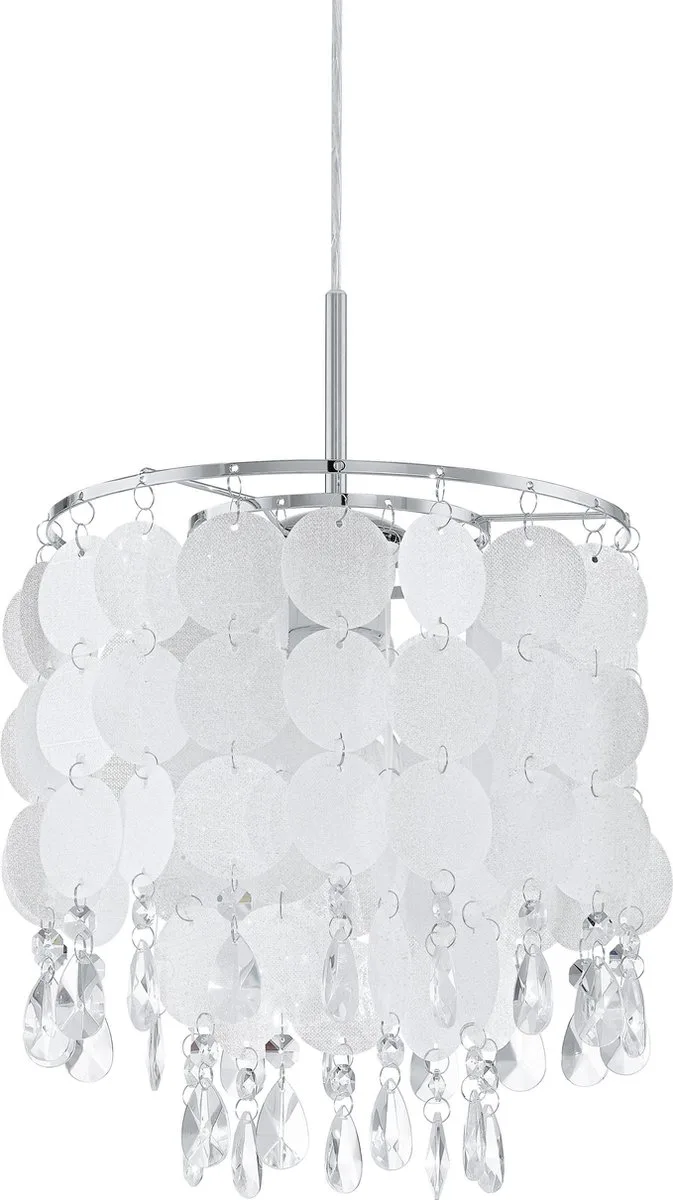 Fedra 2 Hanglamp - 1 Lichts - Ø250mm. - Chroom - Parelmoer, Helder fra EGLO i Hvid – produktbillede
