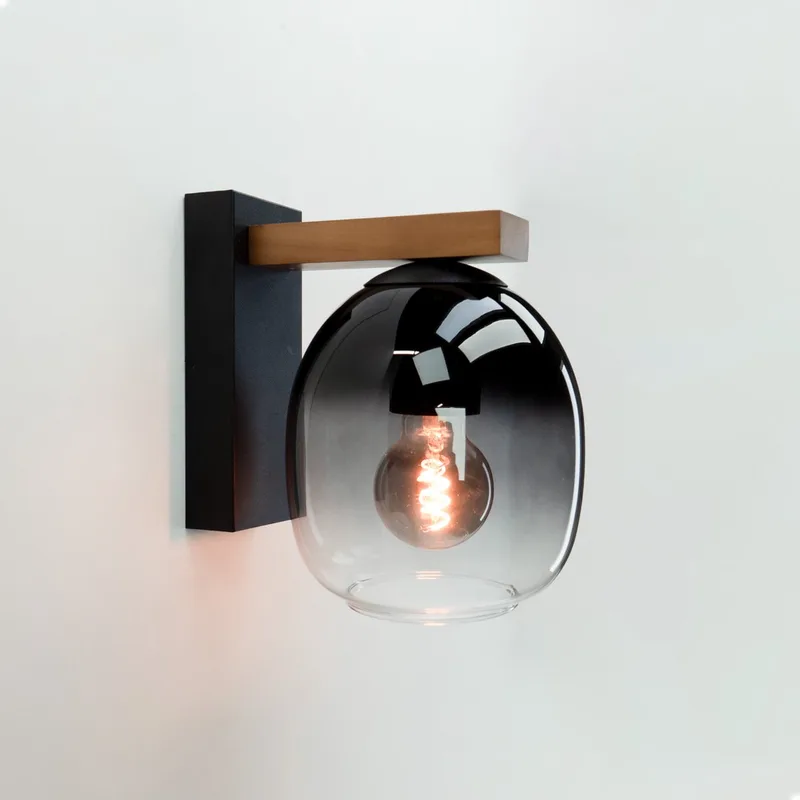 Filago Wandlamp - E27 - 20 cm - Bruin | Zwart - Glas från EGLO i Svart, Brun – produktbild