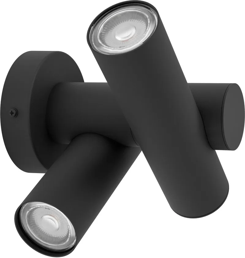 Fossignano Wandlamp Buiten - LED - 25.3 cm - Zwart/Helder - Kantelbaar von EGLO in Schwarz – Produktfoto