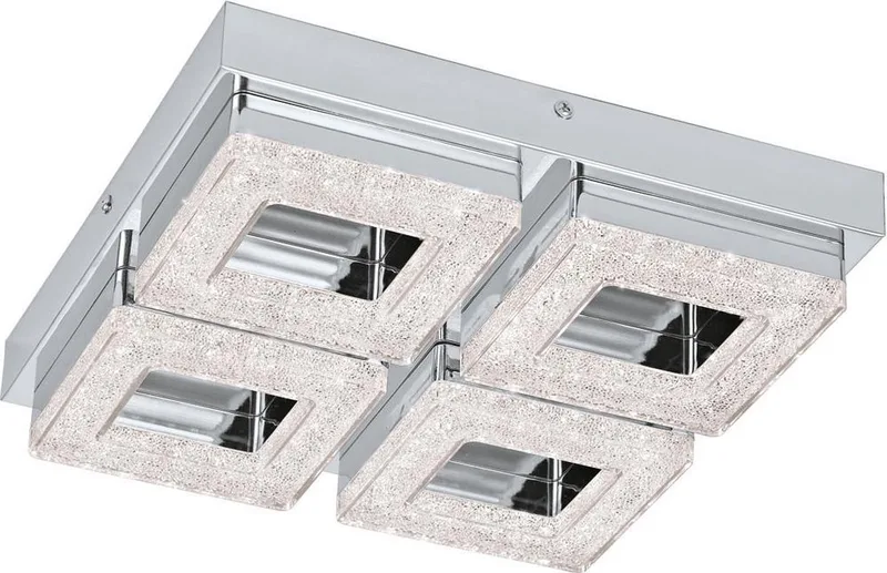 Fradelo - Wand/Plafondlamp - 28cm - 4 Lichts - Chroom, Helder de EGLO en Chrome, Helder – photo produit