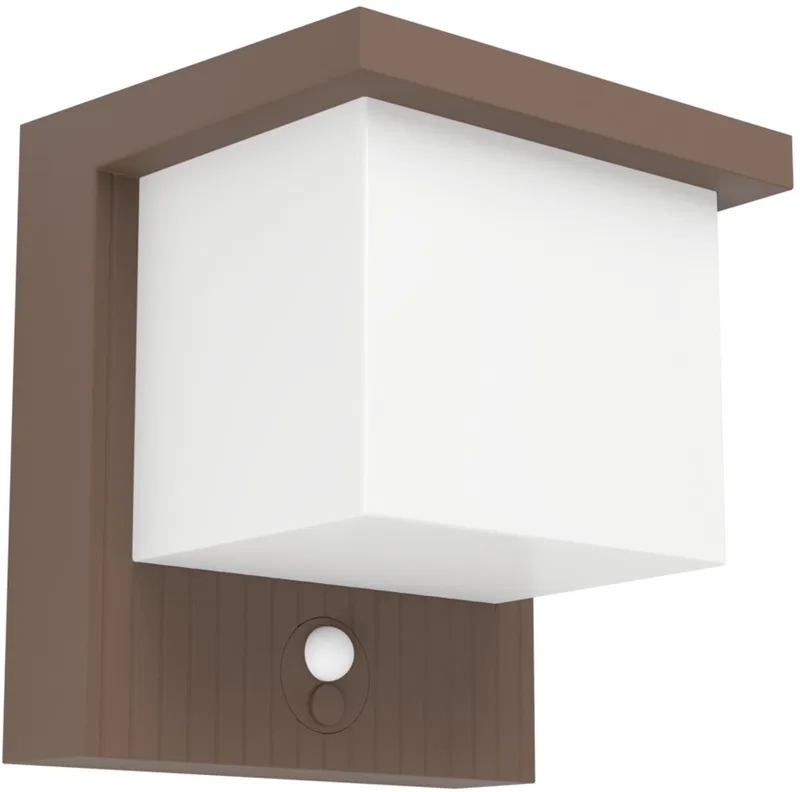 Frigento Solar Wandlamp Buiten - Sensor - Oplaadbaar - 15 cm - Roestbruin/Melkkleurig fra EGLO i Roestbruin – produktbillede