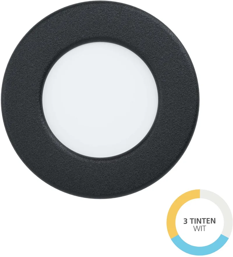 Fueva 6 Inbouwspot - Badkamer/Buiten - LED - Ø 8.8 cm - Instelbaar wit licht (warm, neutraal en daglicht) de EGLO en Noir – photo produit
