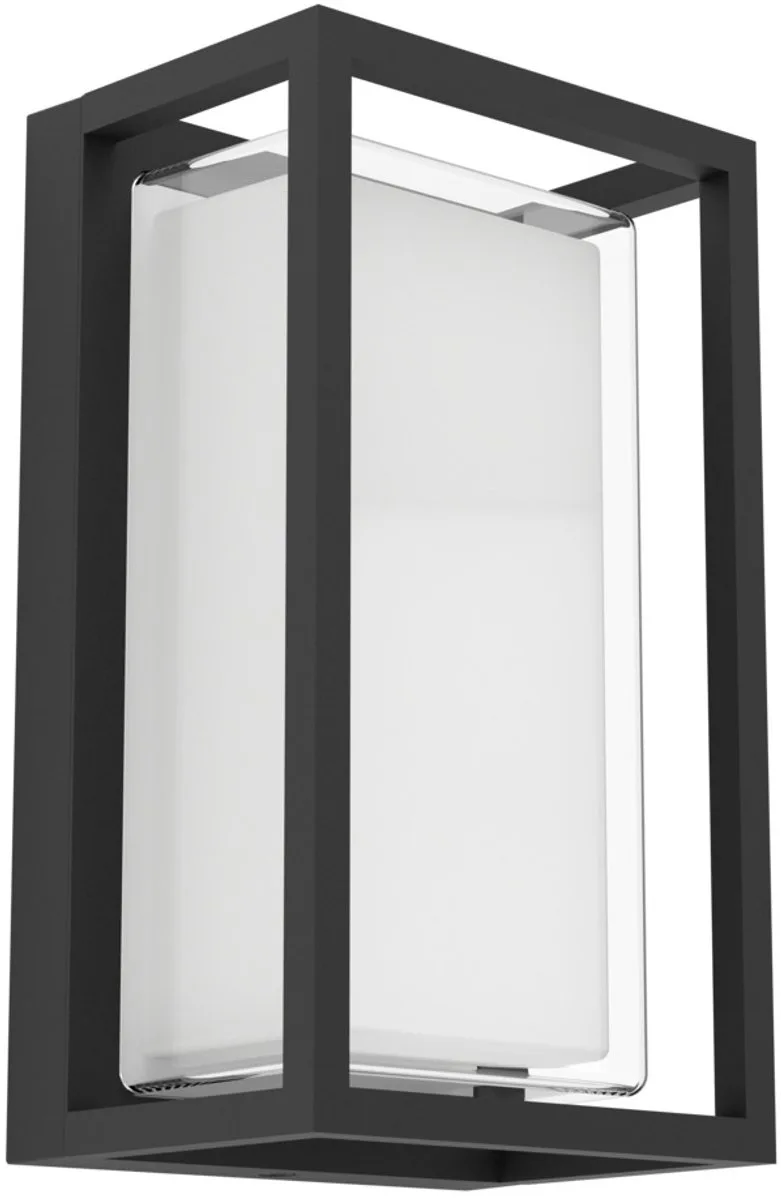 Genovese Wandlamp Buiten - Sensor - 24 cm - Zwart/Helder - Instelbaar wit licht (warm, neutraal en daglicht) de EGLO en Noir – photo produit