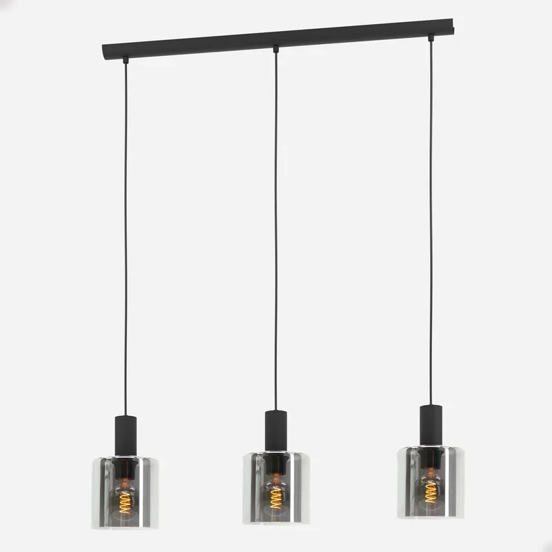 Gorosiba - Hanglamp - E27 - 85 cm - rookglas fra EGLO i Sort – produktbillede
