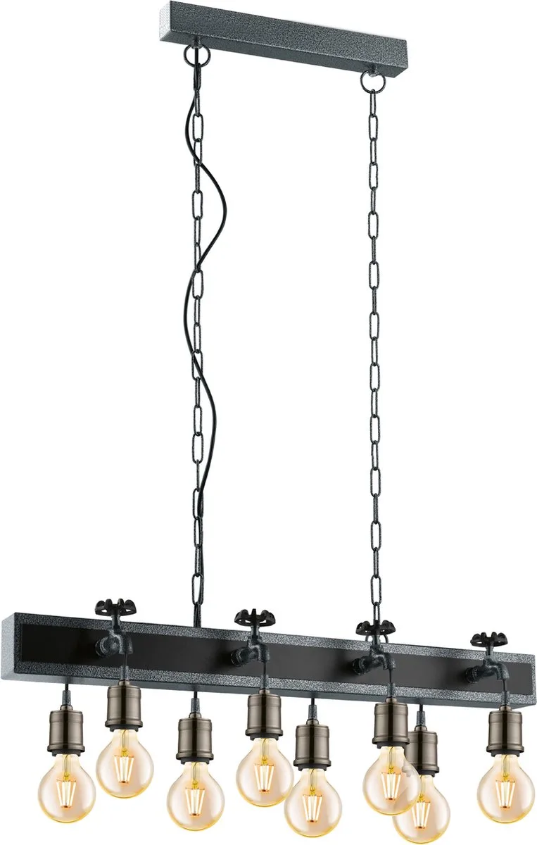 hangende plafondverlichting Harde montage Zwart E27 60 W A++,E de EGLO en Zilver-antiek – photo produit