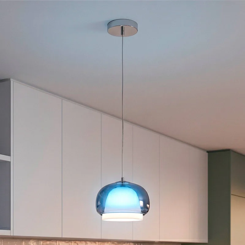 Hanglamp Belomontejo, Ø 22 cm, blauw-transparant, glas by EGLO in Blauw-doorzichtig, White – product photo