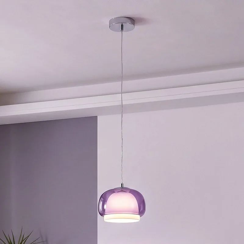 Hanglamp Belomontejo, Ø 22 cm, roze-transparant, glas by EGLO in Roze-doorzichtig, White – product photo