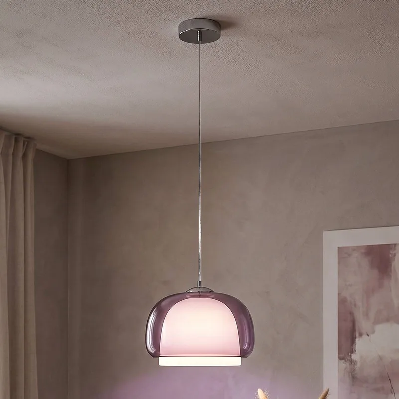 Hanglamp Belomontejo, Ø 30 cm, roze-transparant, glas fra EGLO i Roze-doorzichtig, Hvid – produktbillede