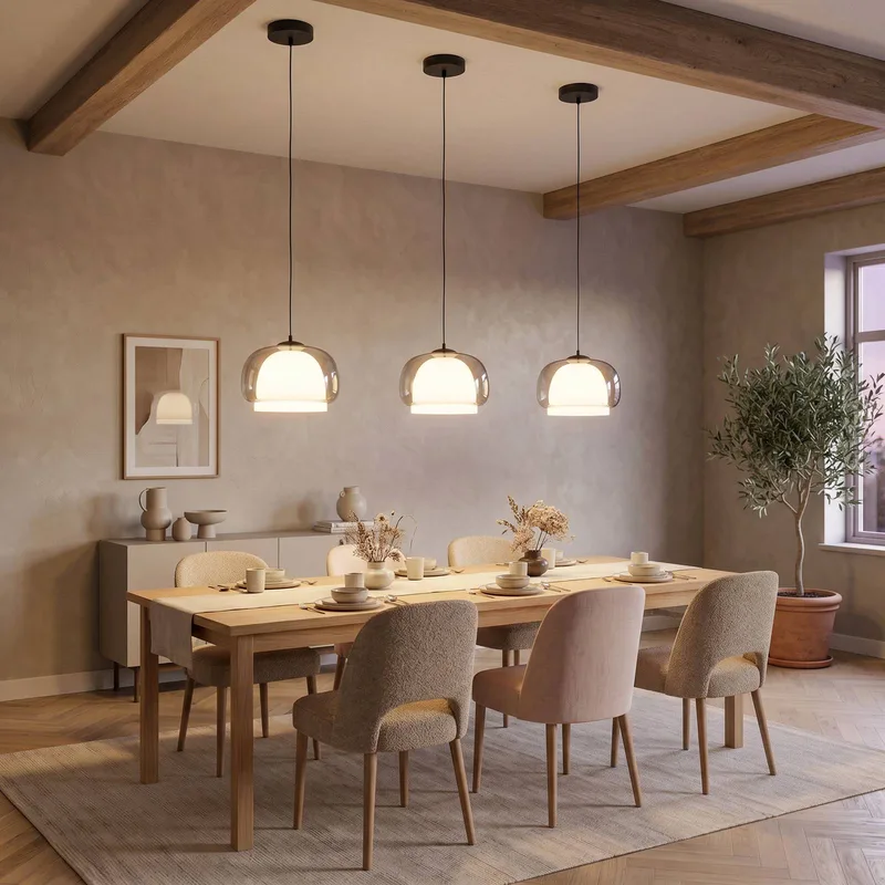 Hanglamp Belomontejo, Ø 30 cm, zwart-transparant, glas van EGLO in Zwart-transparant, Wit – productfoto