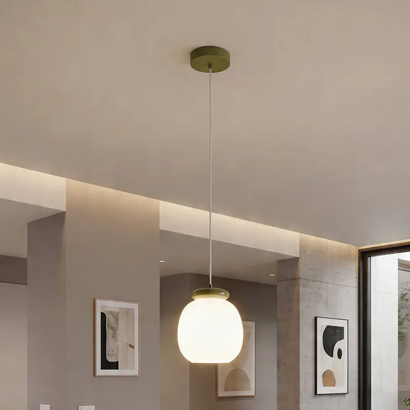 Hanglamp Berardelli, wit/groen, Ø 23 cm, glas, E27 fra EGLO i Hvid, Grøn – produktbillede
