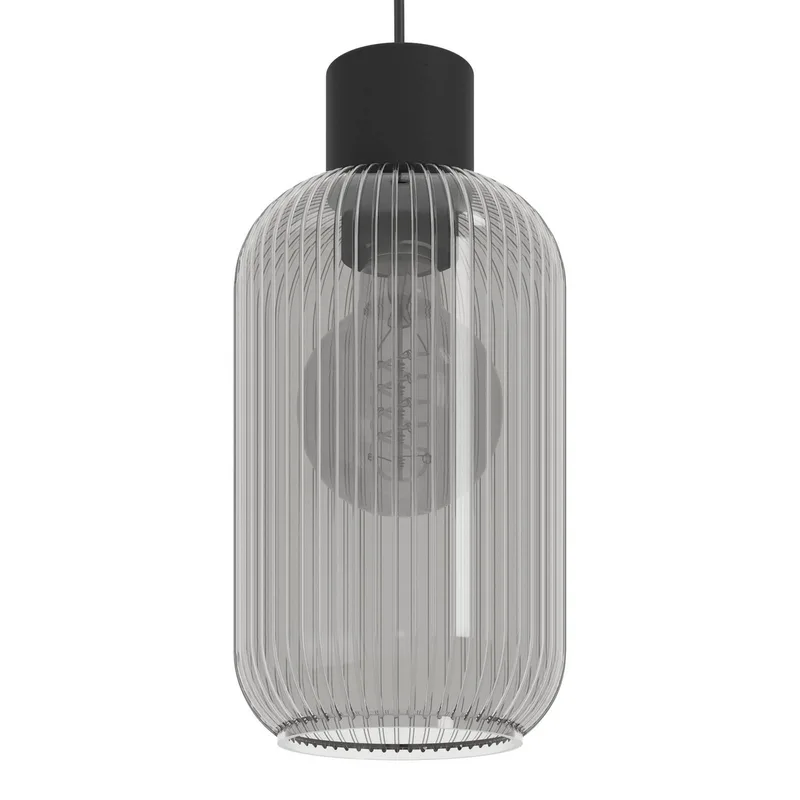Hanglamp Dasmina, Ø 13 cm, rookgrijs/zwart, glas, E27 van EGLO in Rookgrijs, Zwart – productfoto