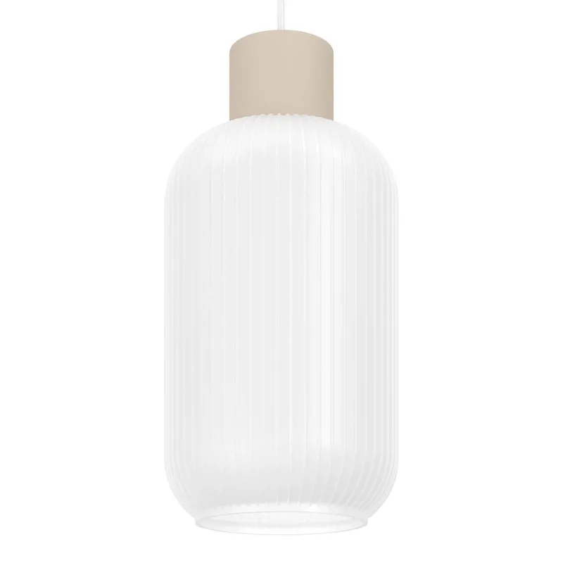 Hanglamp Dasmina, Ø 13 cm, wit/zandkleurig, glas, E27 fra EGLO i Hvid, Zandbeige – produktbillede