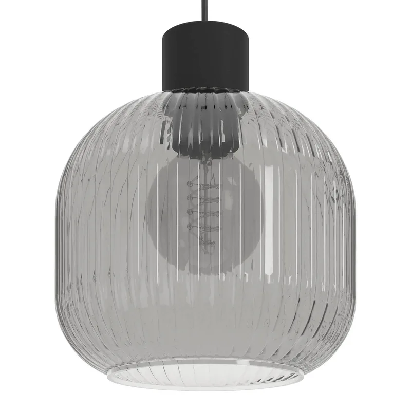 Hanglamp Dasmina, Ø 20 cm, rookgrijs/zwart, glas, E27 de EGLO en Rookgrijs, Noir – photo produit