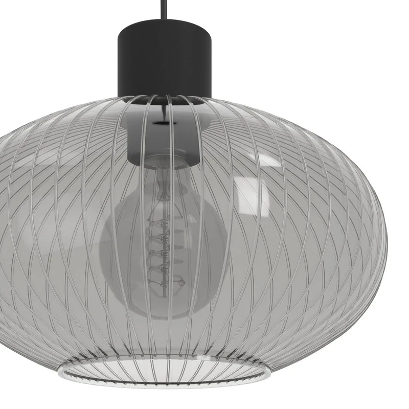 Hanglamp Dasmina, Ø 25 cm, rookgrijs/zwart, glas, E27 von EGLO in Rookgrijs, Schwarz – Produktfoto