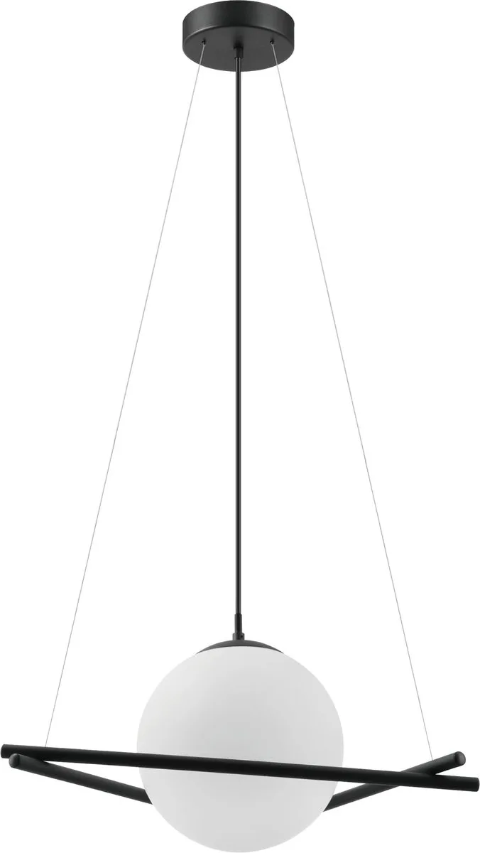 Hanglamp - E27 - 1lichts - Staal / Glas opaal-mat - Wit de EGLO en Noir – photo produit