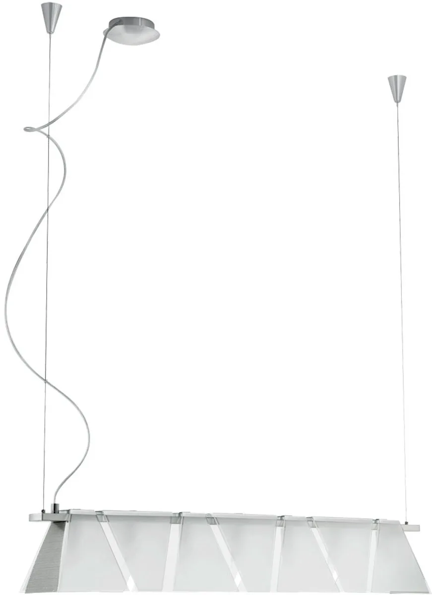Hanglamp hanglamp glas eettafellamp woonkamerlamp, staal mat nikkel, gesatineerd helder, 7x G9, LxH 95x110 cm fra EGLO i Hvid – produktbillede