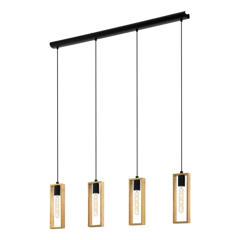 Hanglamp Littleton, zwart/bruin, 4-lamps fra EGLO i Sort, Brun – produktbillede