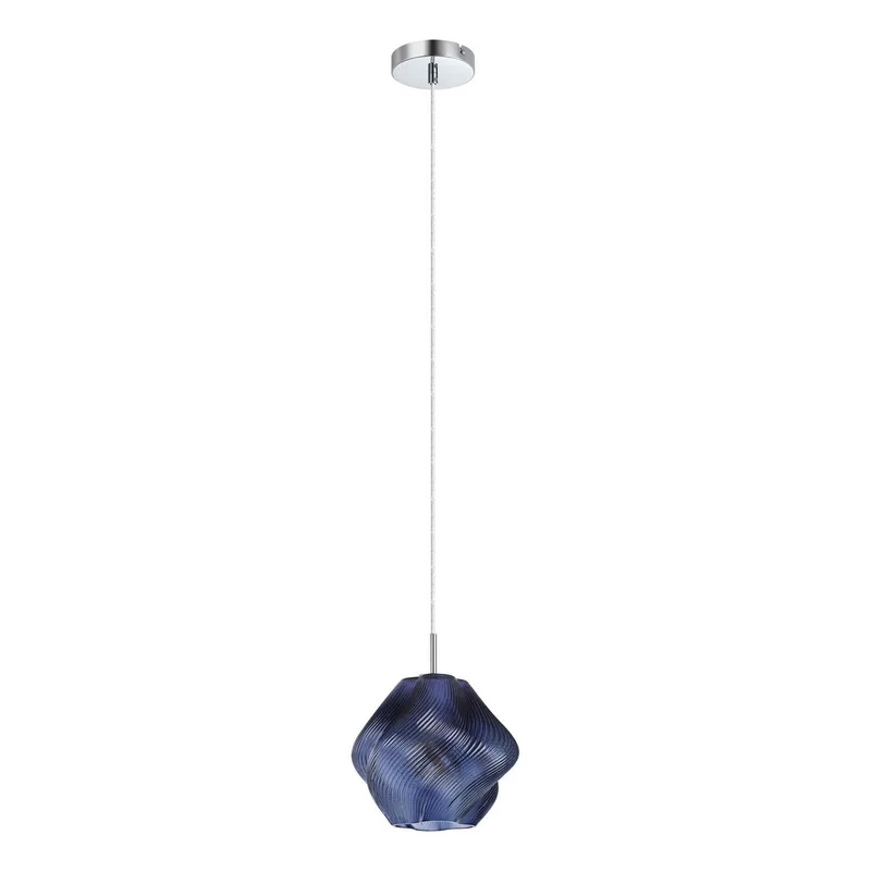 Hanglamp Meliciano, blauw, glas, Ø 22 cm, E27 by EGLO in Blue, Chrome – product photo