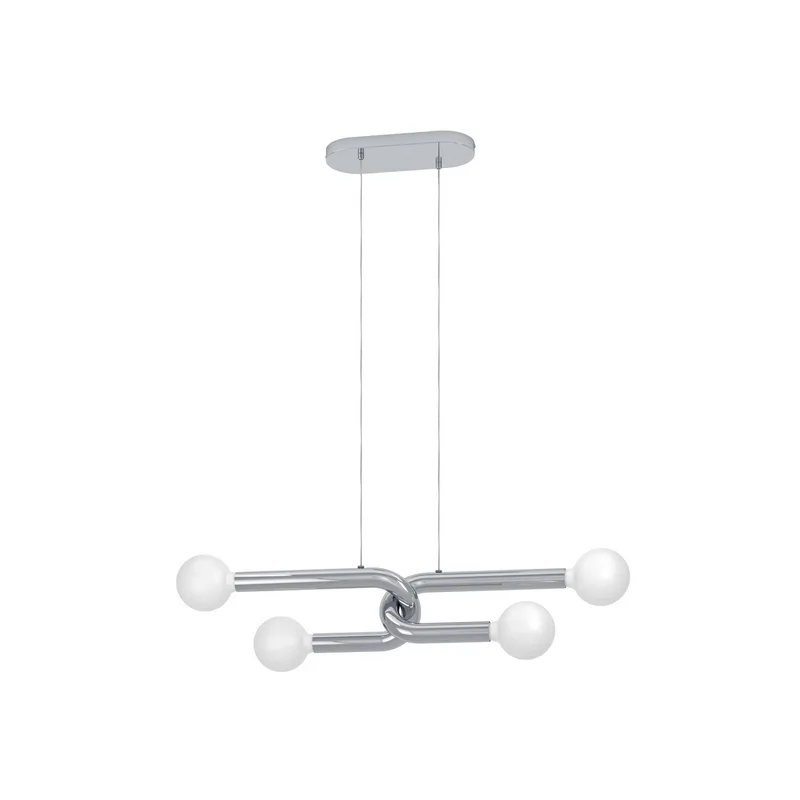 Hanglamp Mellili, chroom, 4-lamps, metaal, kunststof, E27 de EGLO en Chrome, Blanc – photo produit