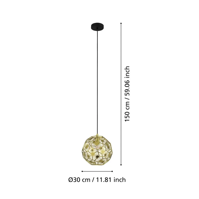 Hanglamp Skoura, messingkleurig, Ø 30 cm, staal, E27 by EGLO in Brass, Black – product photo