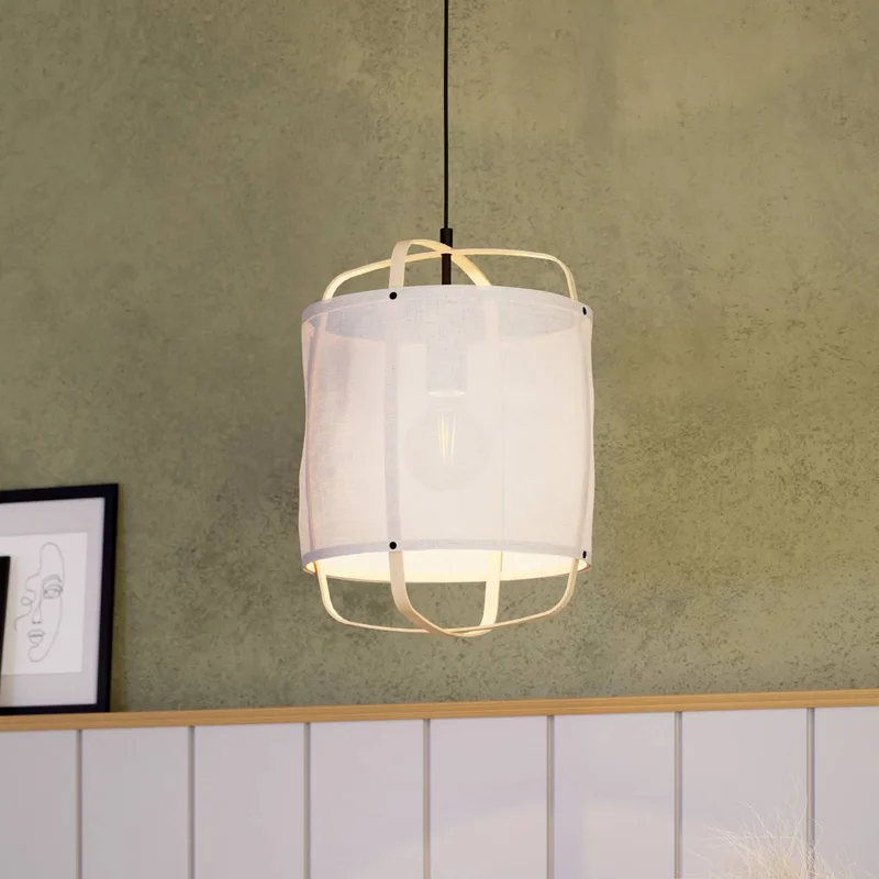 Hanglamp Surfleet met bamboe-linnen-kap by EGLO in Natural – product photo