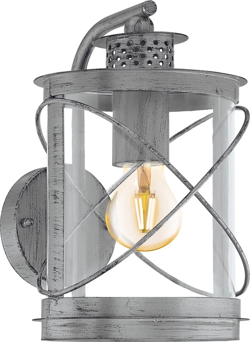 Hilburn 1 Wandlamp Buiten - E27 - 28 cm - Zilver Antiek fra EGLO i Antiek Zilver – produktbillede
