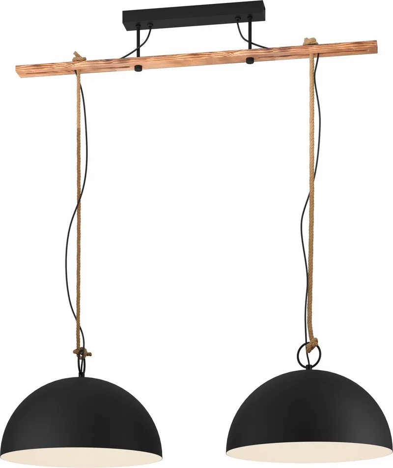Hodsoll Hanglamp - E27 - 125 cm - Zwart/Bruin de EGLO en Noir – photo produit