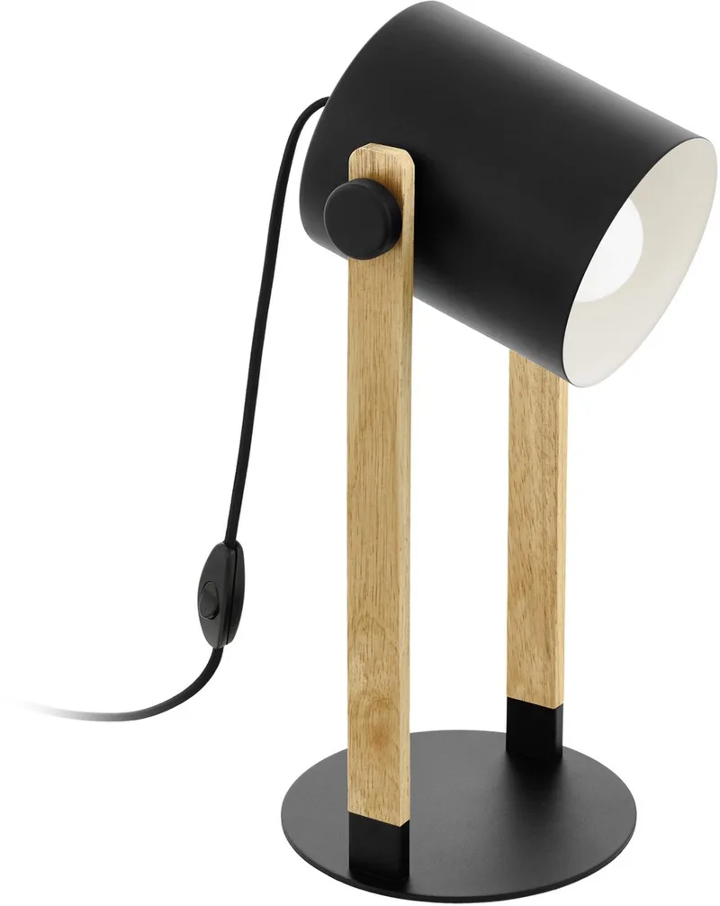Hornwood Tafellamp - 1 lichts - 42cm - E27 - Hout/zwart - FSC Hout de EGLO en Noir – photo produit