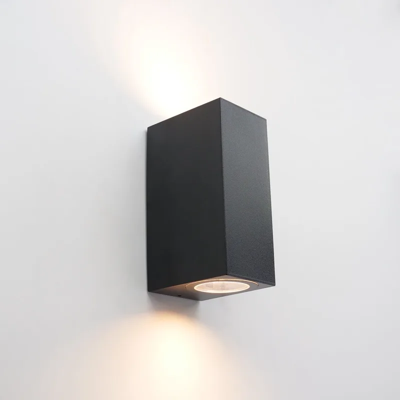 Jabaga Wandlamp Binnen en Buiten - INCLUSIEF 2 LED LAMPJES (GU10) - 15,5 cm van EGLO in Zwart – productfoto