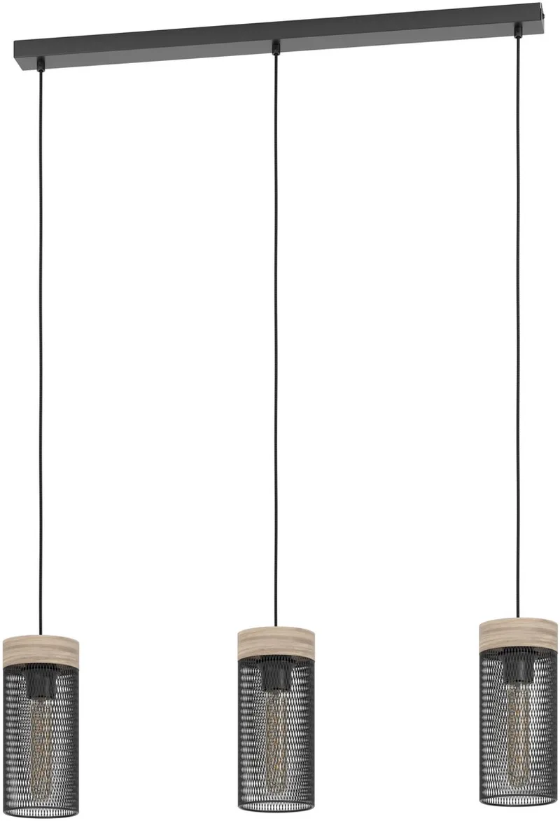 Kilnsdale Hanglamp - E27 - 81 cm - Hout | Staal - Zwart | Bruin de EGLO en Noir – photo produit