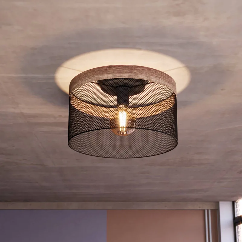 Kilnsdale plafondlamp, Ø 38 cm, zwart/bruin, staal från EGLO i Svart, Brun – produktbild