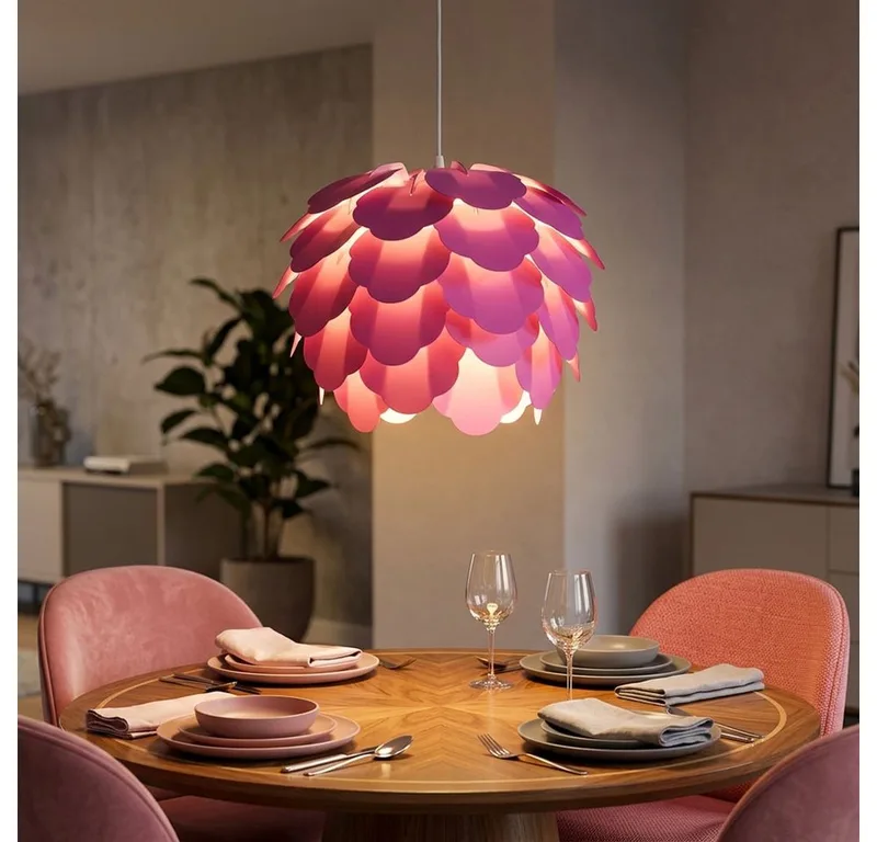 Kugelleuchte, Leuchtmittel nicht inklusive, Decken Hänge Lampe purple Wohn Ess Zimmer Beleuchtung Blätter von EGLO in Lila – Produktfoto