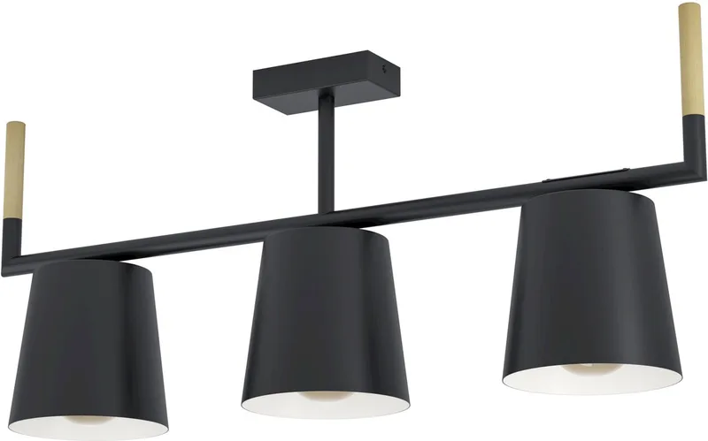 Lacey plafondlamp - E27(excl) - 78 cm - Hout | Staal - Zwart | Bruin fra EGLO i Sort, Brun – produktbillede