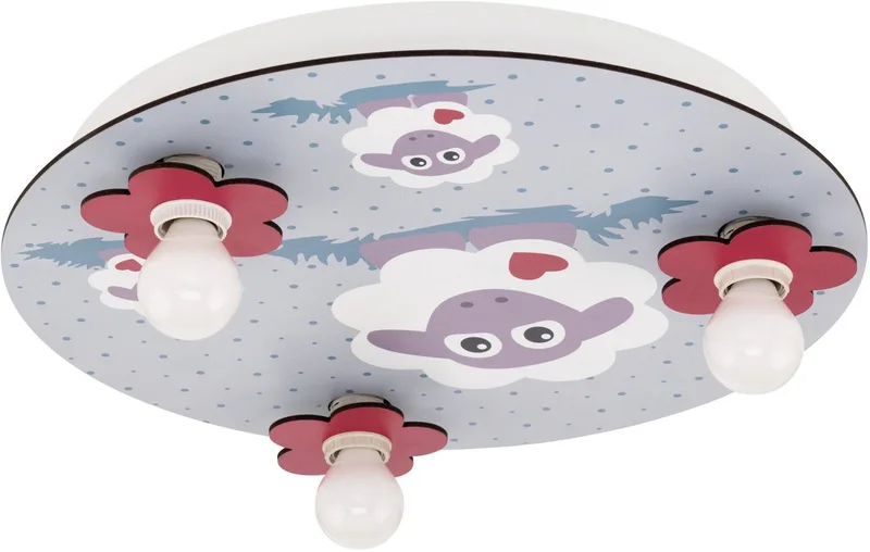 Lalelu - plafondlamp - 3-Lichts - motief schaap fra EGLO i Hvid – produktbillede