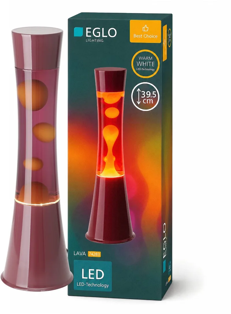 Lava Lavalamp - LED - 39,5 cm - Bordeaux/Rode vloeistof/Oranje lava - Tafellamp van EGLO in Bordeaux – productfoto