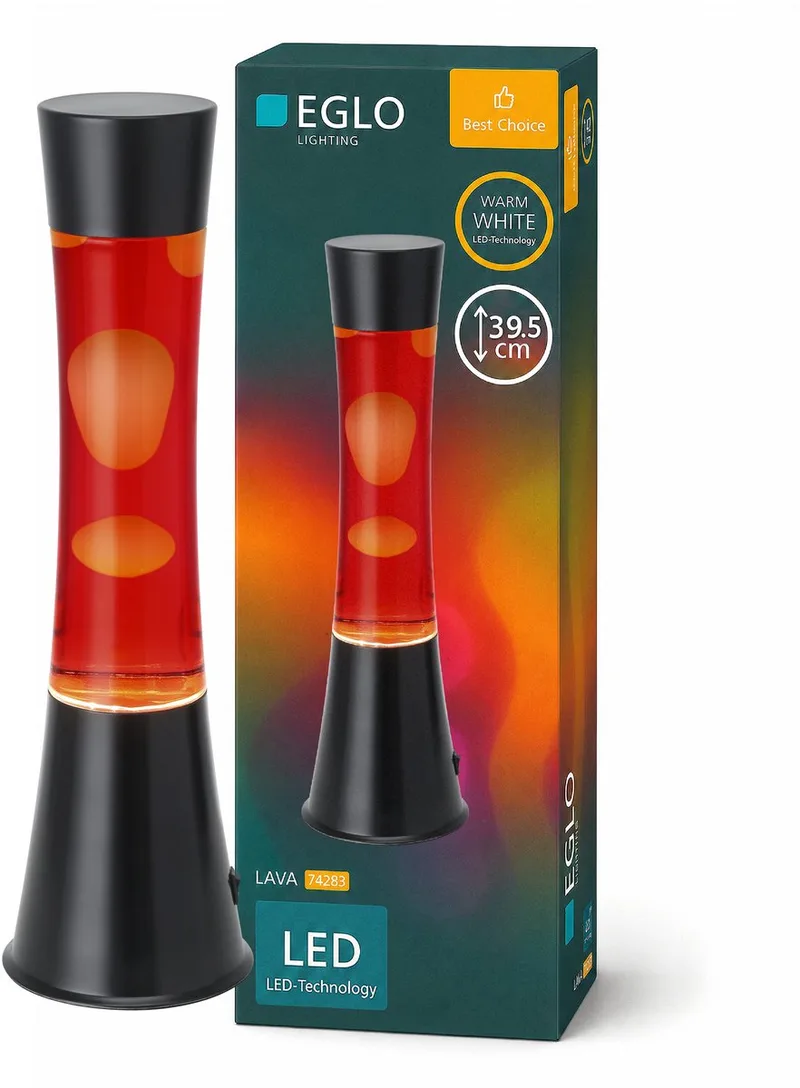 Lava Lavalamp - LED - 39,5 cm - Zwart/Rode vloeistof/Witte lava - Tafellamp de EGLO en Noir – photo produit