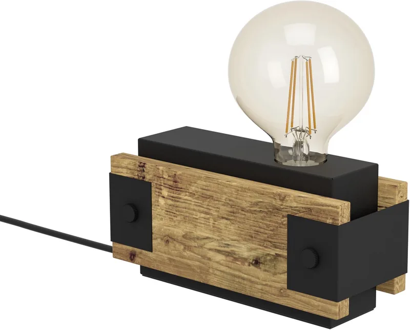 Layham - Tafellamp - E27 - 10 cm - Bruin/Zwart de EGLO en Nruin, Noir – photo produit