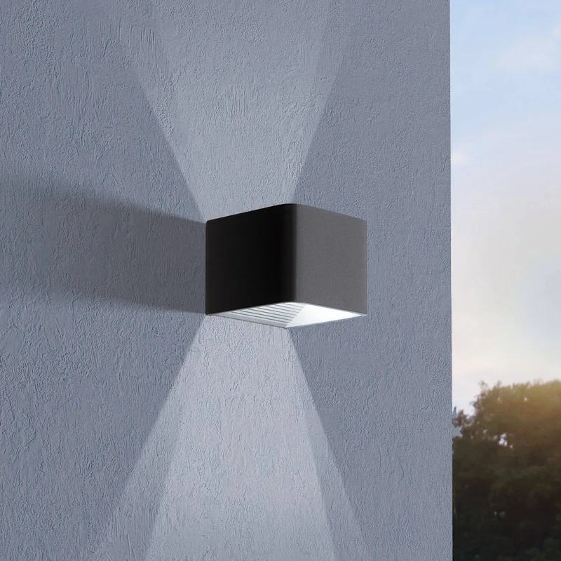 LED buiten wandlamp Doninni 1, zwart, breedte 13 cm, 2-lamps. van EGLO in Antraciet, Wit – productfoto