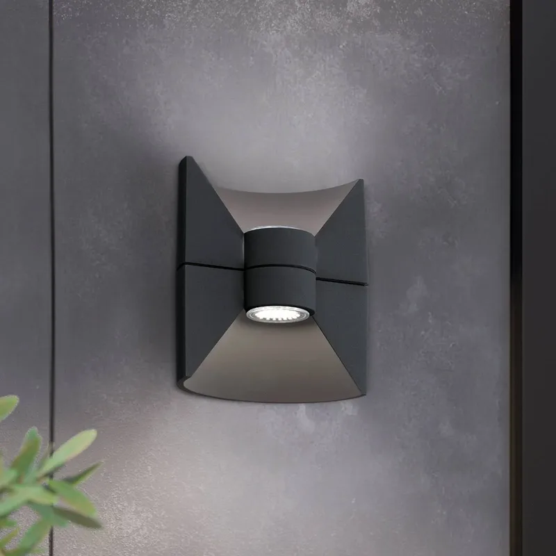 LED buiten wandlamp Redondo, hoogte 17 cm, 2-lamps de EGLO en Anthracite – photo produit