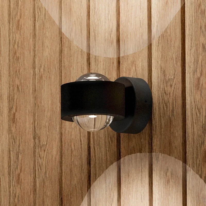 LED buiten wandlamp Treviolo, uitval 12 cm, 2-lamps de EGLO en Noir – photo produit