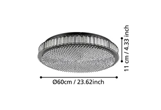LED Deckenleuchte Balparda, Leuchtmittel inklusive, Deckenleuchte Kristall Deckenlampe aus schwarzem Metall und Glas Ø60cm von EGLO – Produktfoto 3 von 4