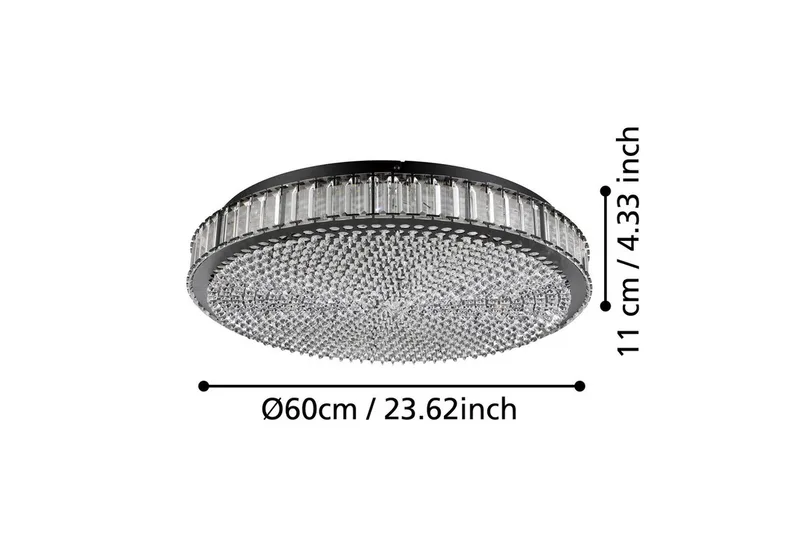 LED Deckenleuchte Balparda, Leuchtmittel inklusive, Deckenleuchte Kristall Deckenlampe aus schwarzem Metall und Glas Ø60cm von EGLO – Produktfoto 3 von 4