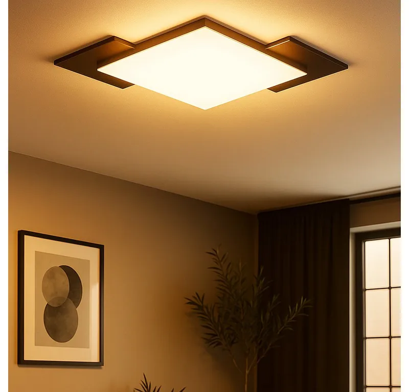 LED Deckenleuchte, LED-Leuchtmittel fest verbaut, Warmweiß, Deckenlampe Flurleuchte Deckenleuchte LED Holzoptik MDF von EGLO in Schwarz – Produktfoto