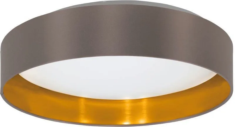 LED Deckenleuchte Maserlo, LED fest integriert, Warmweiß, Stofflampe Maserlo2 Ø38 x H9 cm, LED-Platine, Textilschirm von EGLO in Braun – Produktfoto
