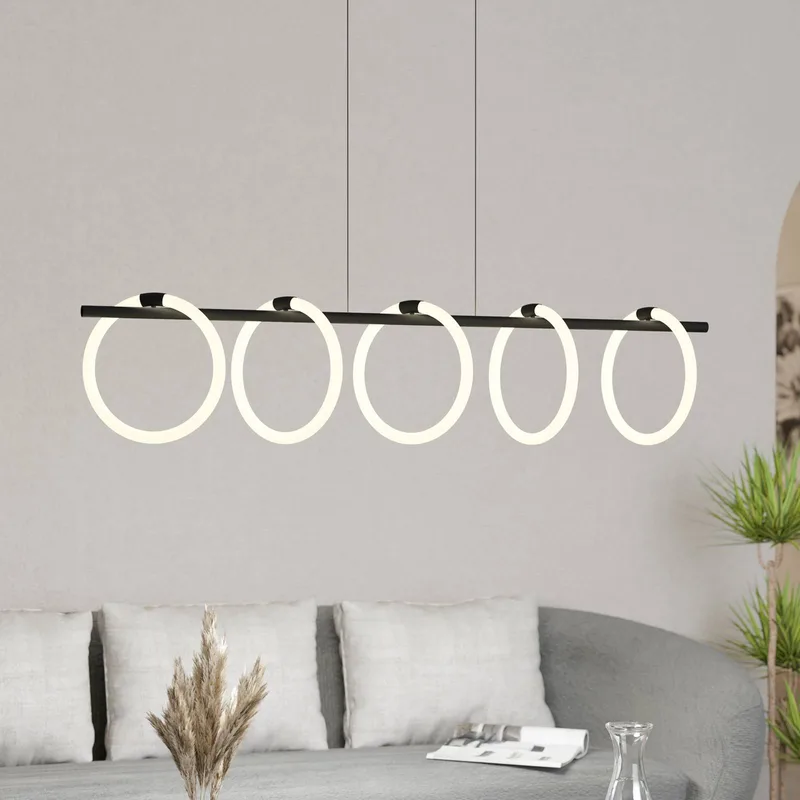 Caranacoa LED-hængelampe, 5 lyskilder fra EGLO i Sort, Hvid – produktbillede
