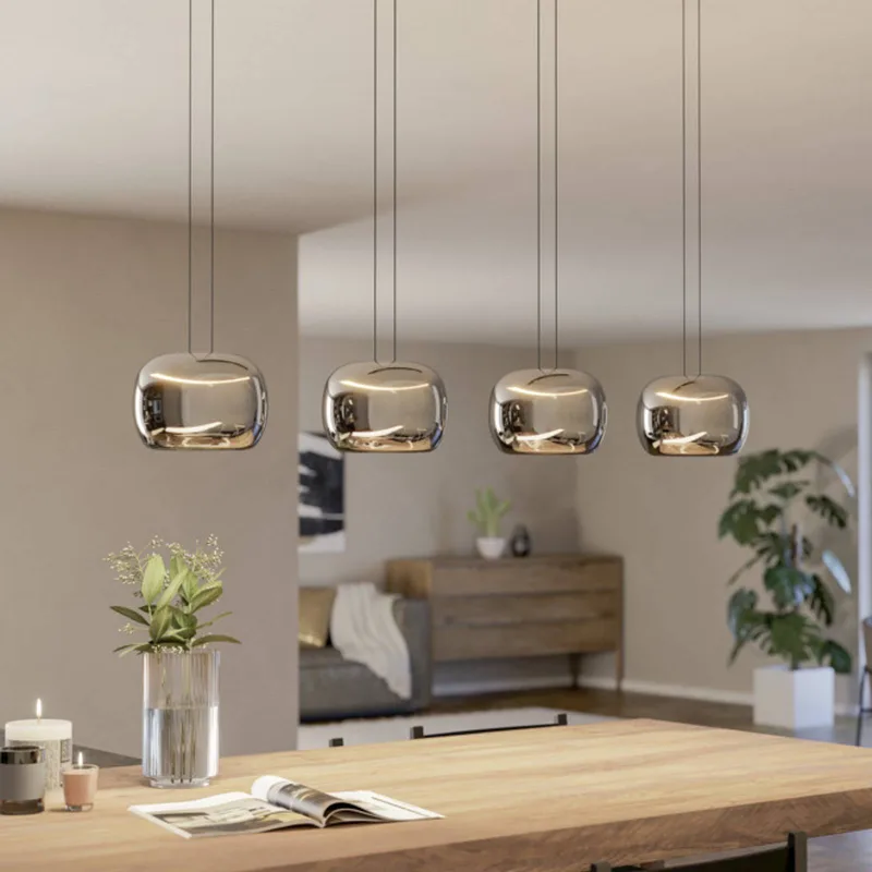 LED hanglamp HORTUNAS, lengte 126 cm, 4-lamps, zwart de EGLO en Zwart-transparant, Noir – photo produit