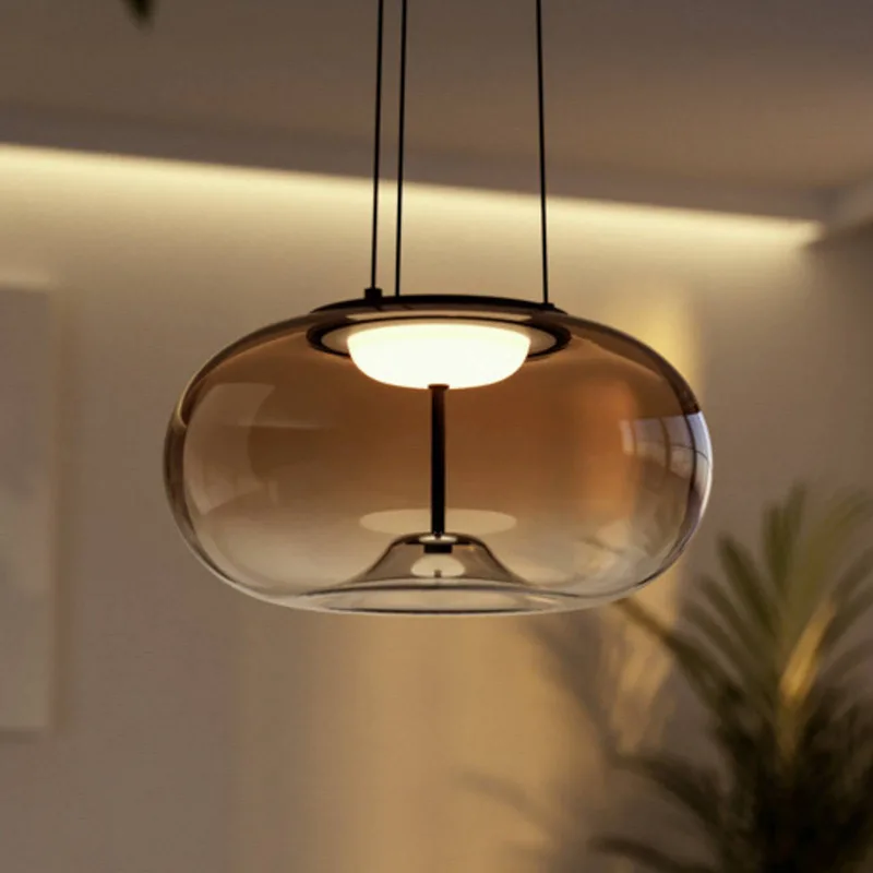 LED hanglamp OPTICA 1, brons/bruin, Ø 38 cm, CCT de EGLO en Bronze, Bruin-transparant – photo produit