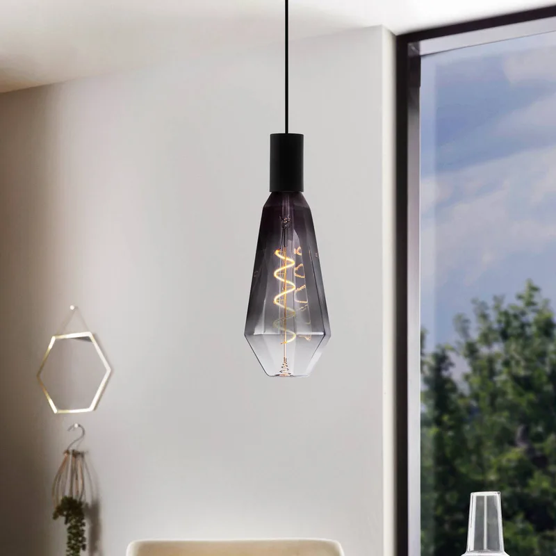 LED-pære E27 4W T100 1.800K Filament røgfarvet dæmpbar fra EGLO i Rokerig grijs – produktbillede