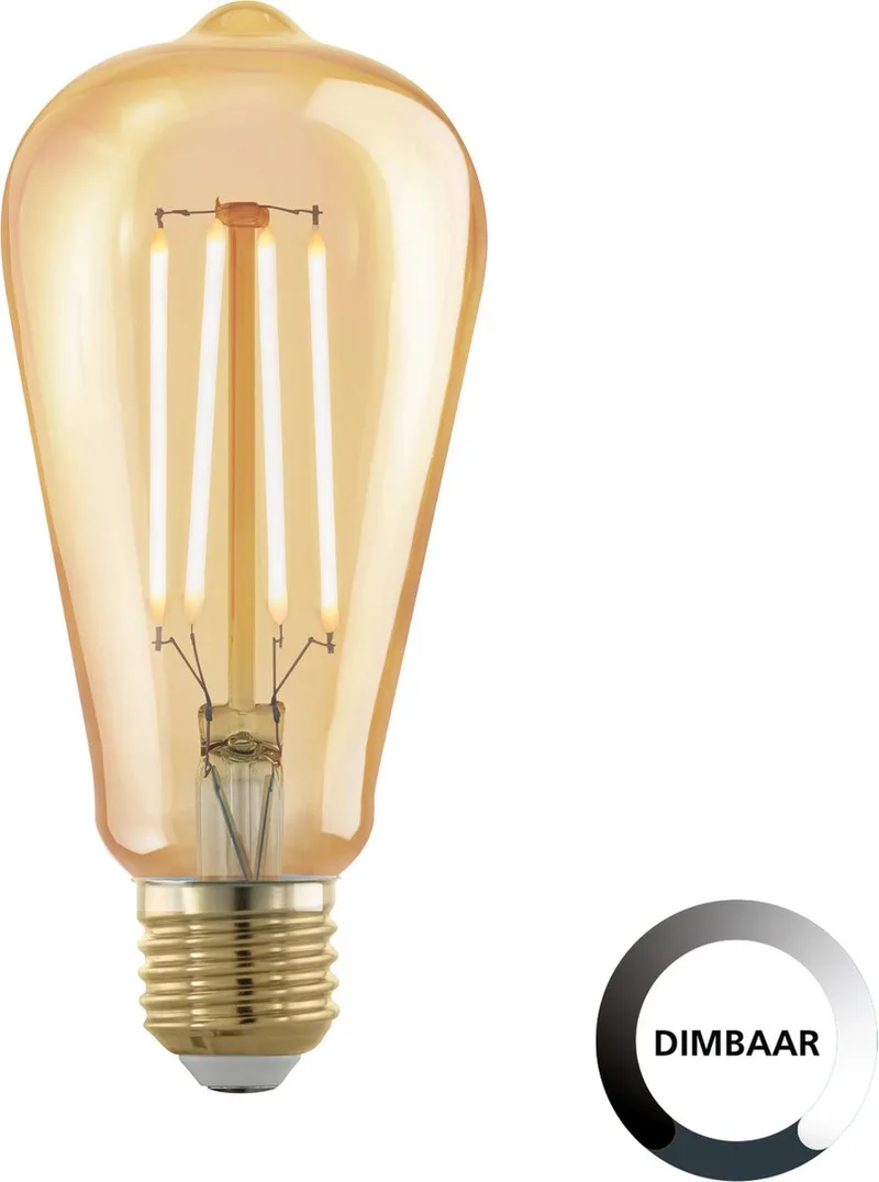 LED Lamp - E27 - Ø 6,4 cm - ST64 - Amber - 1700K - Dimbaar de EGLO – photo produit